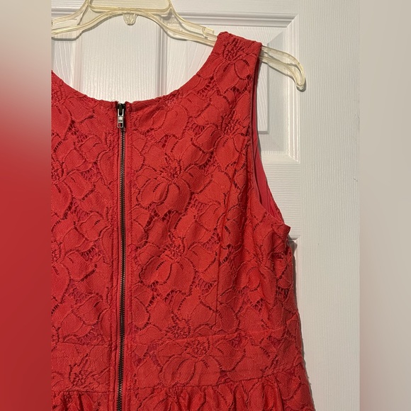 LOFT coral/peach scoop neck lace sundress- size 16 - Picture 2 of 10